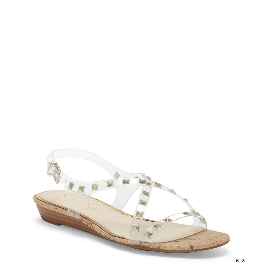 Jessica Simpson Women's Trixtelle Stud Clear Demi Wedge Sandals CLEAR size 6